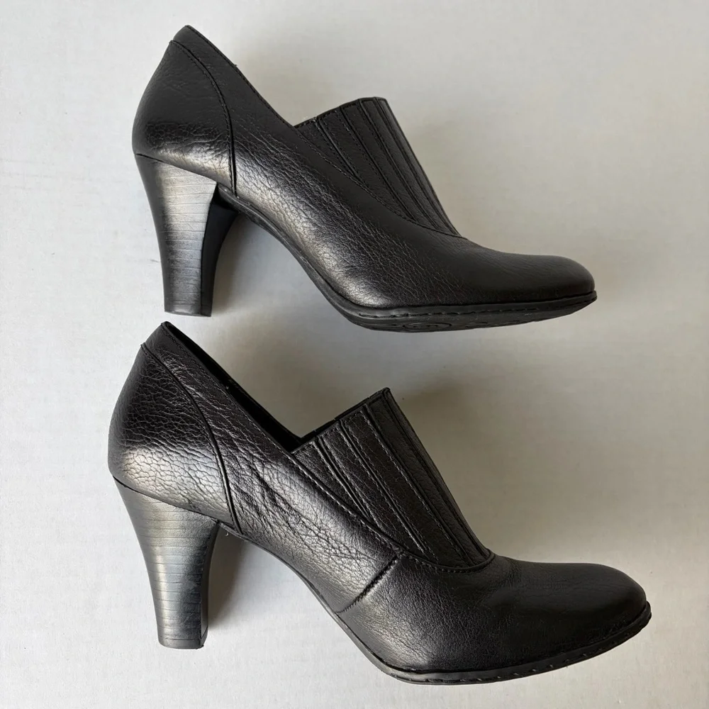 Born Crown Black Leather 3‎ Inch Heels Granny Witchy Academia Women’s 8